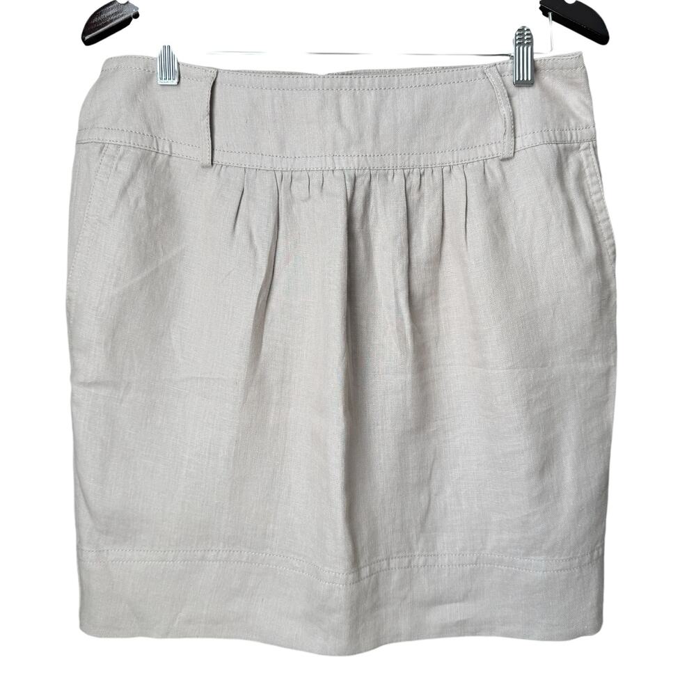 BANANA REPUBLIC Skirt Womens 10 Beige 100% Linen Vintage Neutral Minimalist